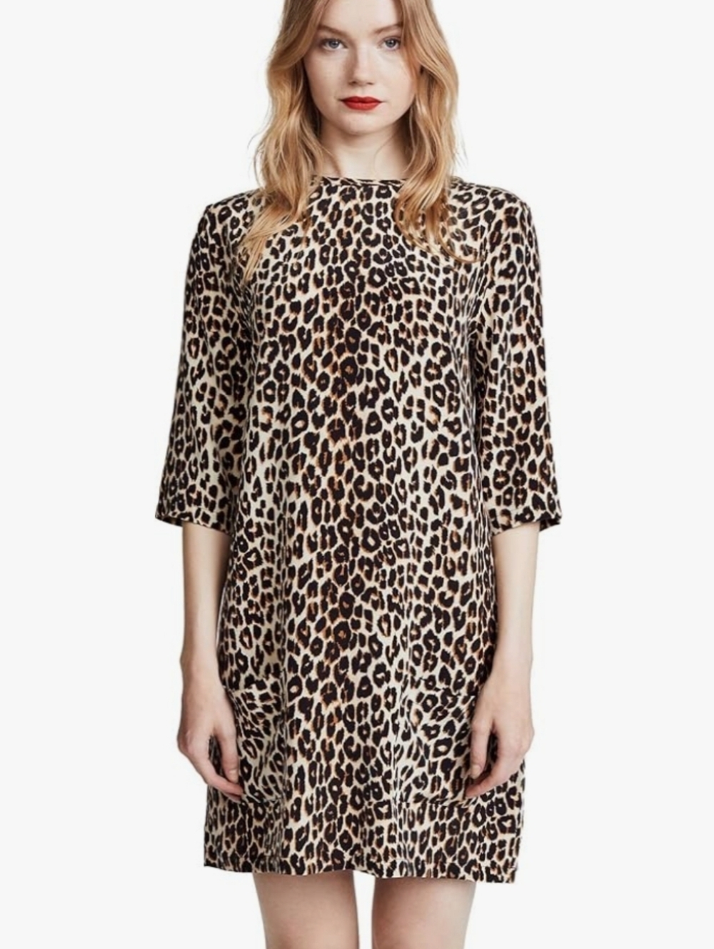 Equipment Femme Aubrey Silk Leopard Print Shift Dress Size L NWT Mini Pockets - Picture 3 of 13